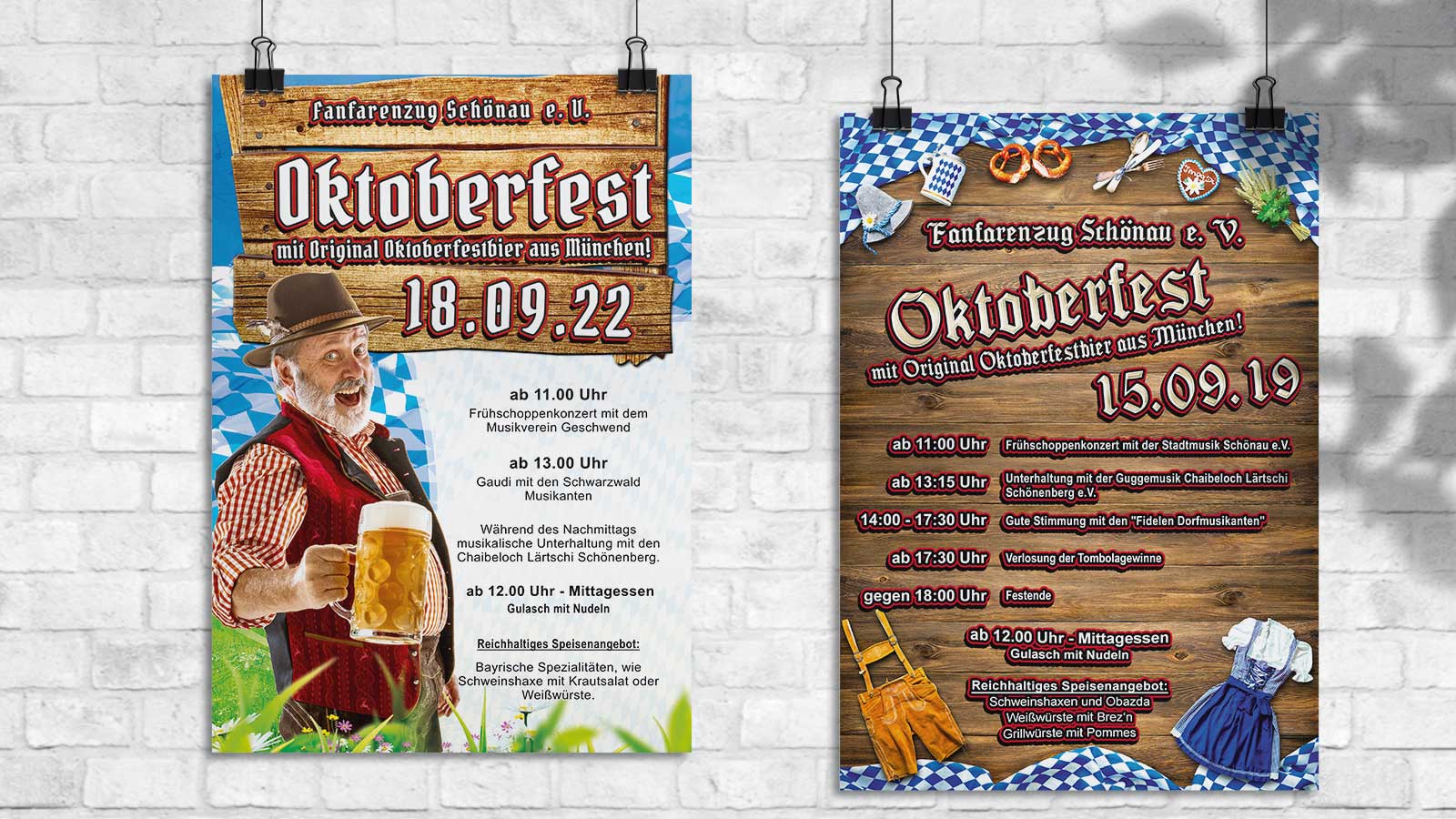 Fanfarenzug Schönau Oktoberfest Flyer 2019 und 2022