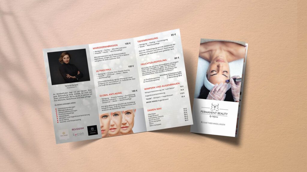 Faltblatt DIN Lang 3 Seitig - Kosmetikbehandlung 2021